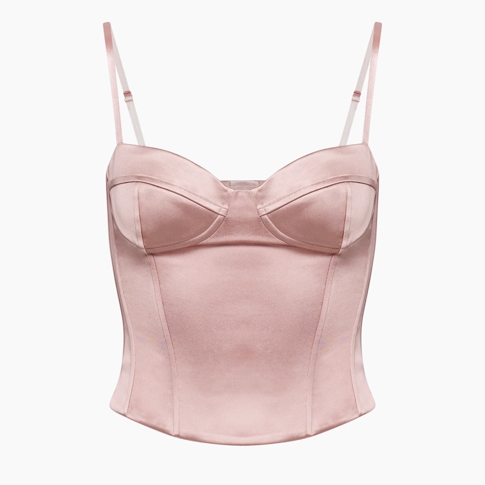 Aritzia Pink Satin Bustier Top